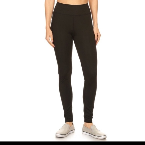 BLACK ATHLETIC MESH LEGGINGS YOGA PANTS - Picture 2 of 4